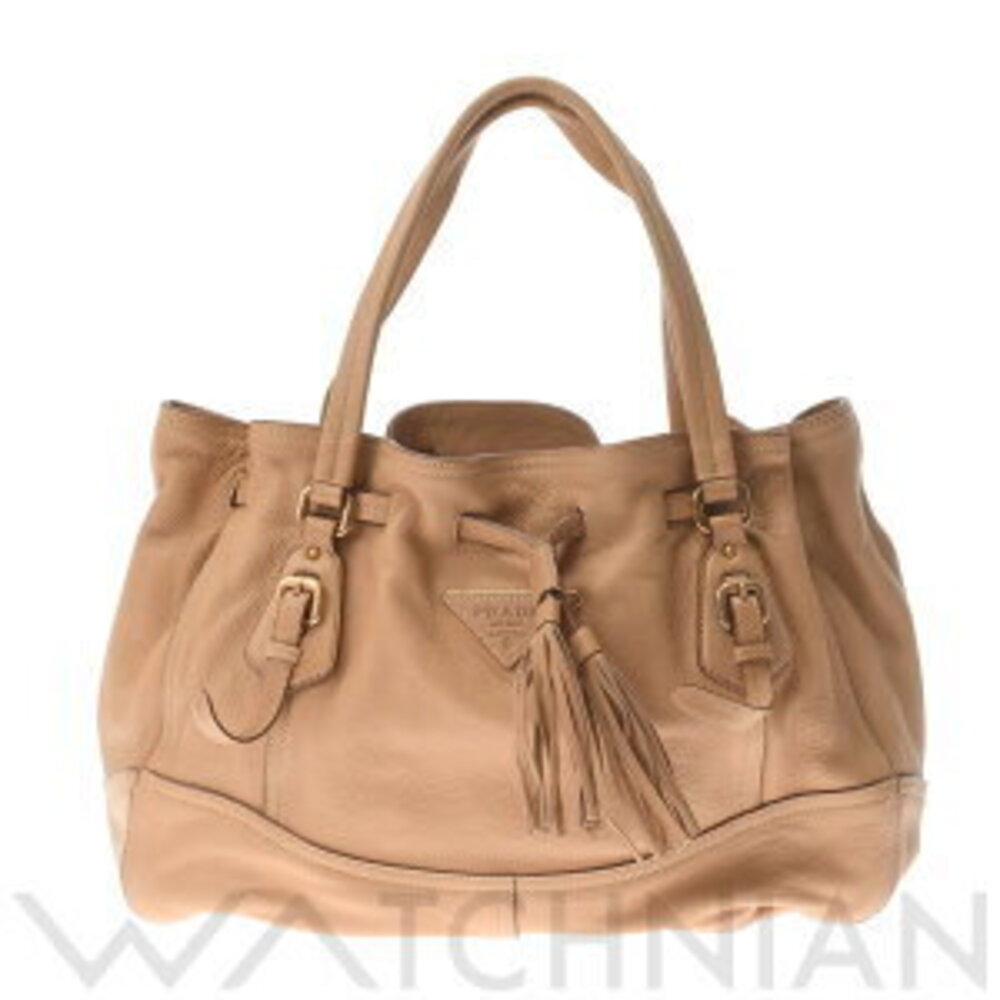 Prada Camel Tan Brown Leather Tote Bag